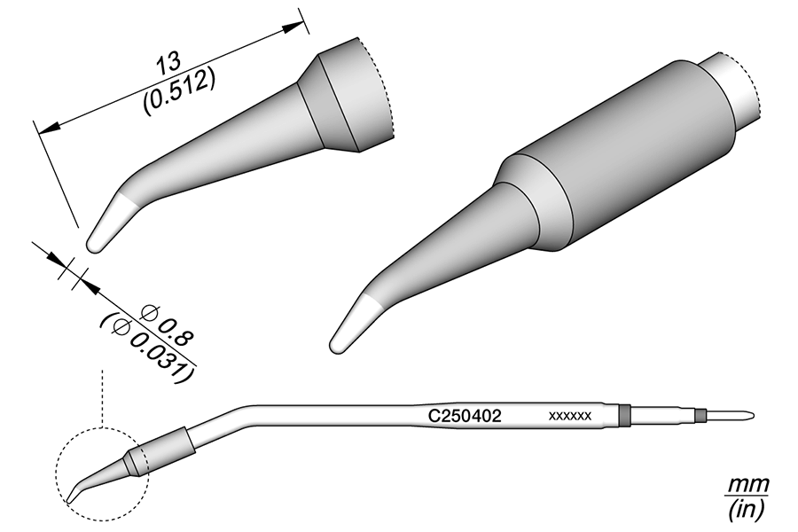 C250402 - Conical Bent Cartridge Ø 0.8